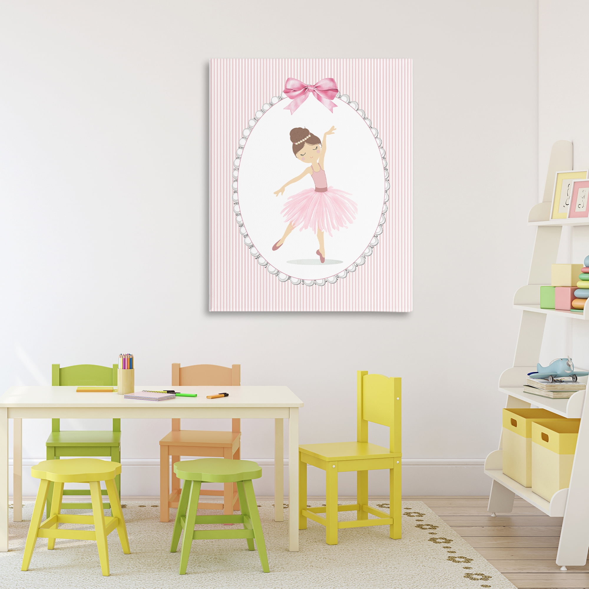Stupell Industries Delicate Dance on Stripes Canvas Wall Art, design by Christine Simpson Art
