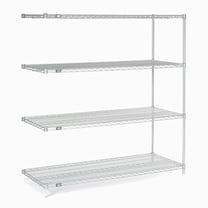 Global Industrial 796300 86 x 72 x 14 in. Nexel Poly-Z-Brite Wire Shelving Add-On Unit, Clear