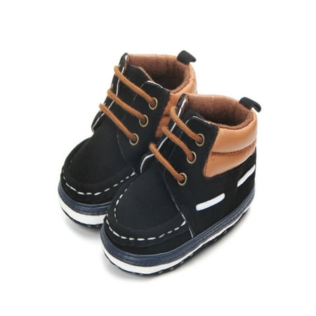 Baby Boys Non-Slip Lace Up Crib Shoes Toddler Warm Boots Prewalker Shoes