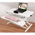 thumbnail image 4 of 32 Inch Desk Converter, Height Adjustable Sit to Stand Riser, Dual Monitor and Laptop Workstation with Wide Keyboard Tray, Standing Computer Desk, WHITE, 4 of 6