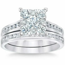 Pompeii 2 Ct Diamond Princess Cut Framed Engagement Wedding Ring Set White Gold