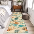 thumbnail image 4 of 2'x6' Rug Runners for Hallways Kitchen, Orange Teal Red Non Slip Entryway Beside Floor Carpet Runner, Boho Modern Abstract Splashing Art Washable Laundry Room Bedroom Throw Rugs Mat for Family Pet, 4 of 8