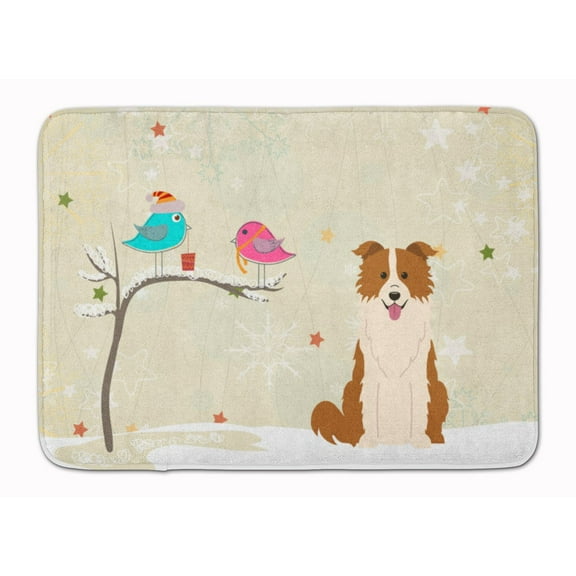 Christmas Presents between Friends Border Collie - Red and White Machine Washable Memory Foam Mat
