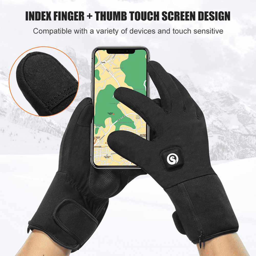 Savior Heat Full Finnger Winter Skiing Gloves Electric Heated Glove for Men Women Rechargeable Battery Waterproof Hand Warmer Winter Cycling Riding