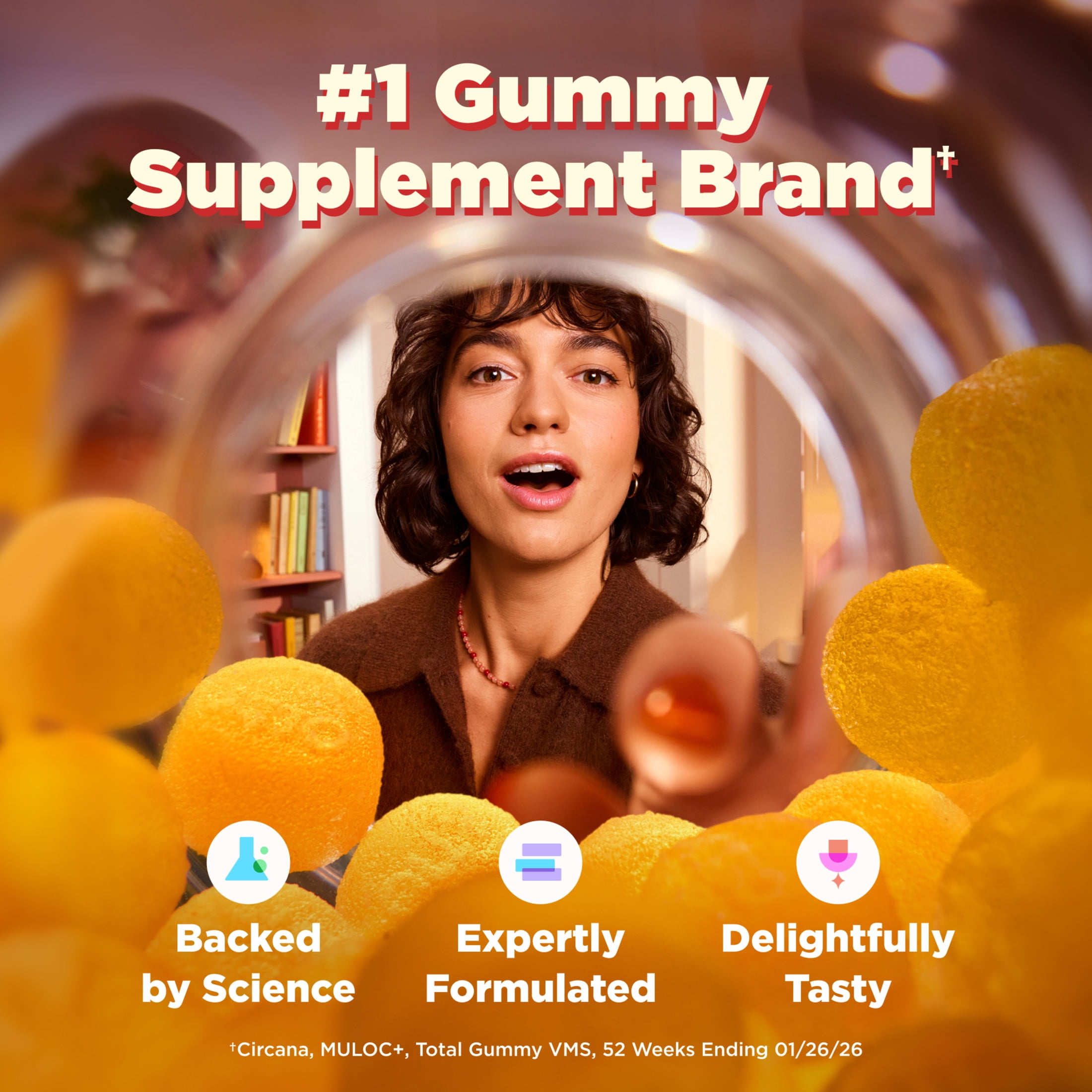 OLLY Supergood Superfoods Gummy Supplement, 15 Superfoods, Prebiotics, Vitamin C, Tropical Bliss Flavor, 60 Ct
