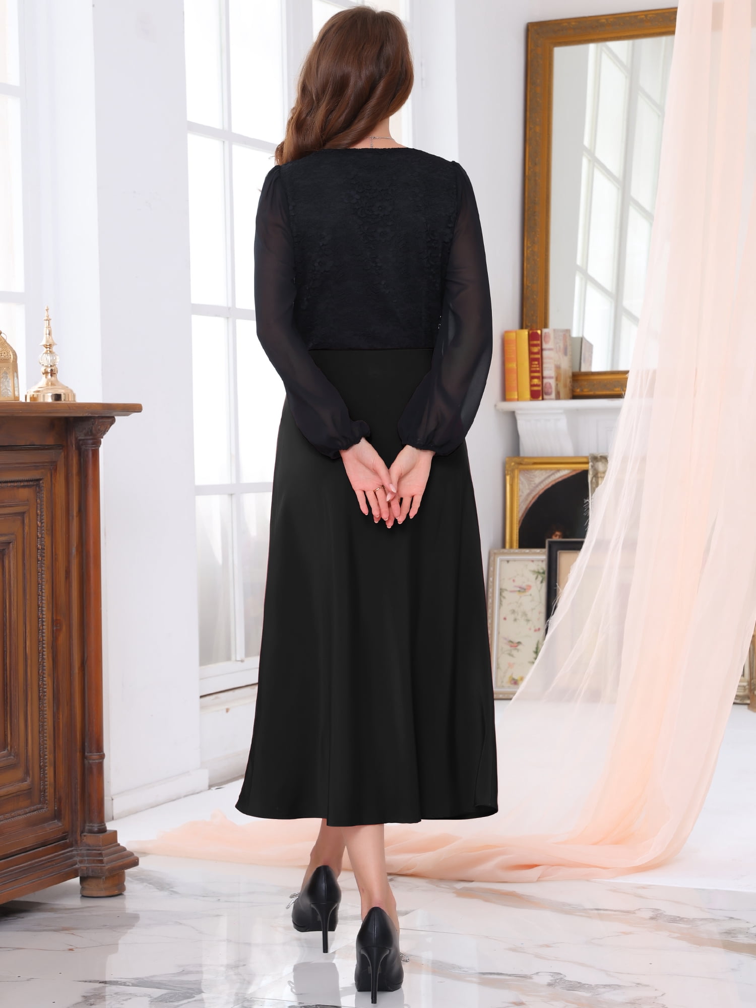 DARING DIVA Women's Satin Maxi Formal A-Lined Cocktail Mermaid Skirts Medium Black