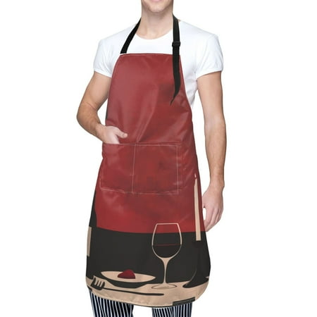 

Cauagu Minimalist Romantic Dinner Aprons with Pockets Waterproof Apron for Women Kitchen Cooking Apron Adjustable Bib Aprons Chef Apron for Cooking Drawing Crafting