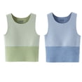 thumbnail image 1 of Plebaso 2 Pack Débardeurs en Coton pour Enfants Tout-Petits Garçons Filles Col Rond Sans Manches Rayé, 1 of 7