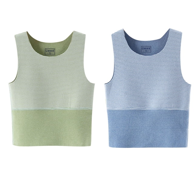 Plebaso 2 Pack Débardeurs en Coton pour Enfants Tout-Petits Garçons Filles Col Rond Sans Manches Rayé
