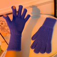 thumbnail image 1 of Guantes de invierno para mujer, sencillos, combinables, de color sólido, largos, de punto, con dos dedos expuestos, pantalla táctil, para estudiantes, ciclismo, cálidos, 1 of 6