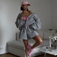 thumbnail image 2 of Women's Oversized Jacket and Mini Skirt Set, Drawstring Streetwear Two Piece Outfit, 2 of 8