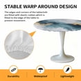 thumbnail image 6 of Ombre Blue Gray Elastic Fitted Round Table Cover Abstract Oil Painting Waterproof Outdoor Tablecloth for Holiday Party, Picnic, Patio & Dining Fits Tables Up to 55"-60", 6 of 8