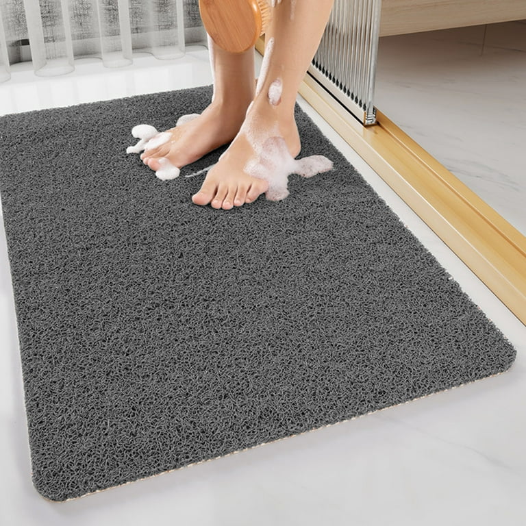 harmtty Bath Mat No Odor Great Drainage Non-skid Multi Holes Shockproof  Non-slip Ventilation Stains Resistant Bath Secure Mat for Home,Grey