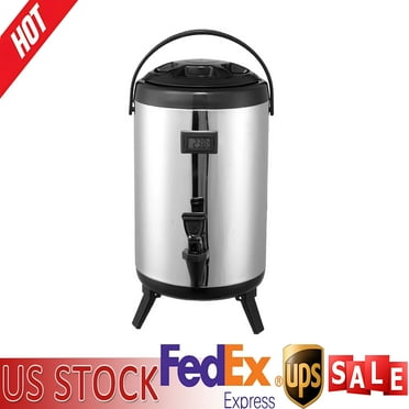WZTO Hot Beverage Dispenser | 10L Stainless Steel Thermal Container With Temperature Meter | Large Insulated Carafe with Spigot For Hot Tea, Coffee, Water, Beverage, Juice