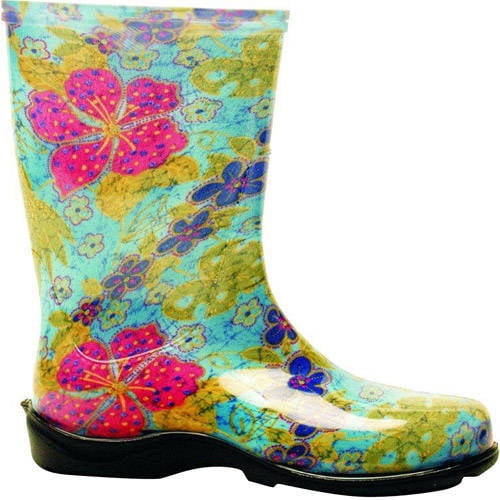Floral Sloggers Women'S Tall Rain And Garden Boots Black 