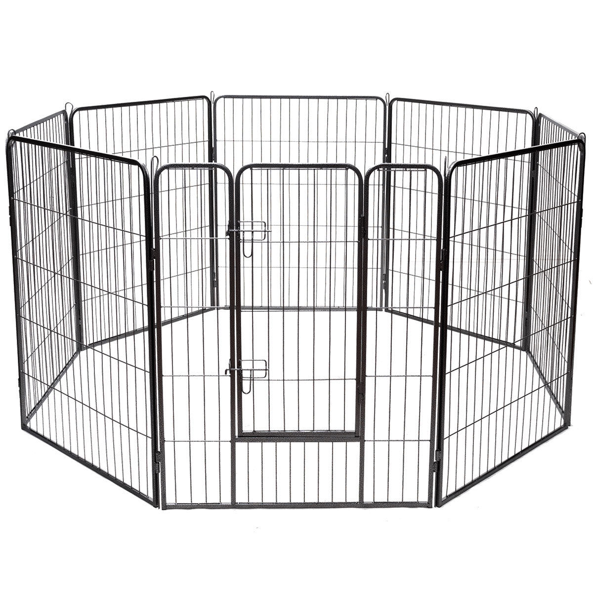 Gymax 40'' 8 Metal Panel Heavy Duty Pet Playpen Dog Exercise Pen Cat Fence Safety Gate