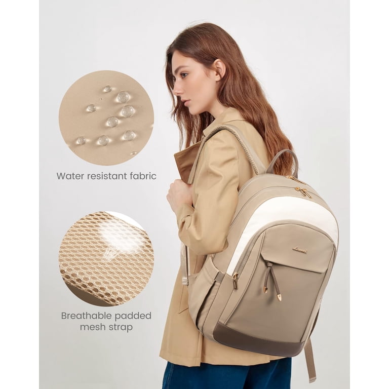 backpack for work women with laptop compartment Sierra Leather Women, Cherry The backpack includes multiple compartments and 15 pockets for organizing tablets The MIRA in Espresso, the