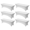 thumbnail image 1 of VEVOR 6 Pack Spandex Table Cover for 8FT Rectangular Fitted Events, Wrinkle-Resistant Stretch White Table Covers, Washable Spandex Tablecloth Protector, for Party, Wedding, Cocktail, Banquet, Festival, 1 of 9