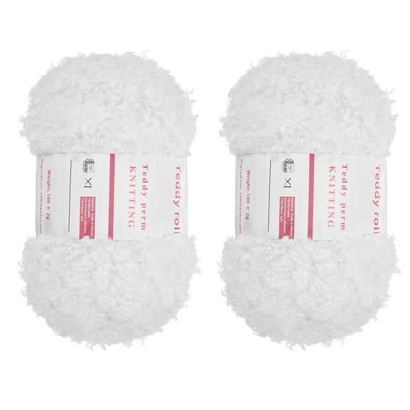 2 Skeins Fur Yarn Soft Fluffy Chunky Yarn Fuzzy Eyelash Yarn White for Crocheting - 55Yard/50m, 3.6ozx2