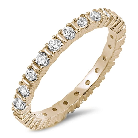 Sterling Silver Bar Set Clear CZ Endless Band Ring Size 8