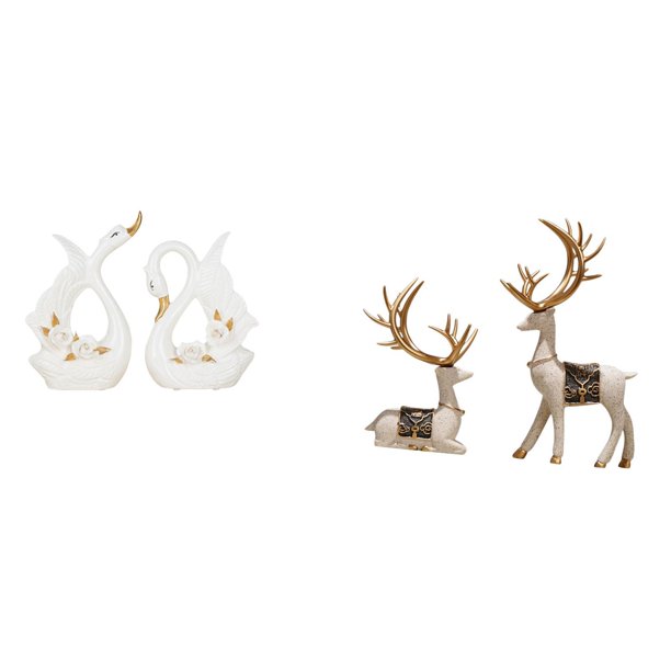 Estatuas de cisnes,Estatua de cisne de cerámica Escultura de mesa de cisne Elegante,Estatua de ciervo alce,Figuras de alce y ciervo,decoración del hogar,estatuas de resina,Estatua de