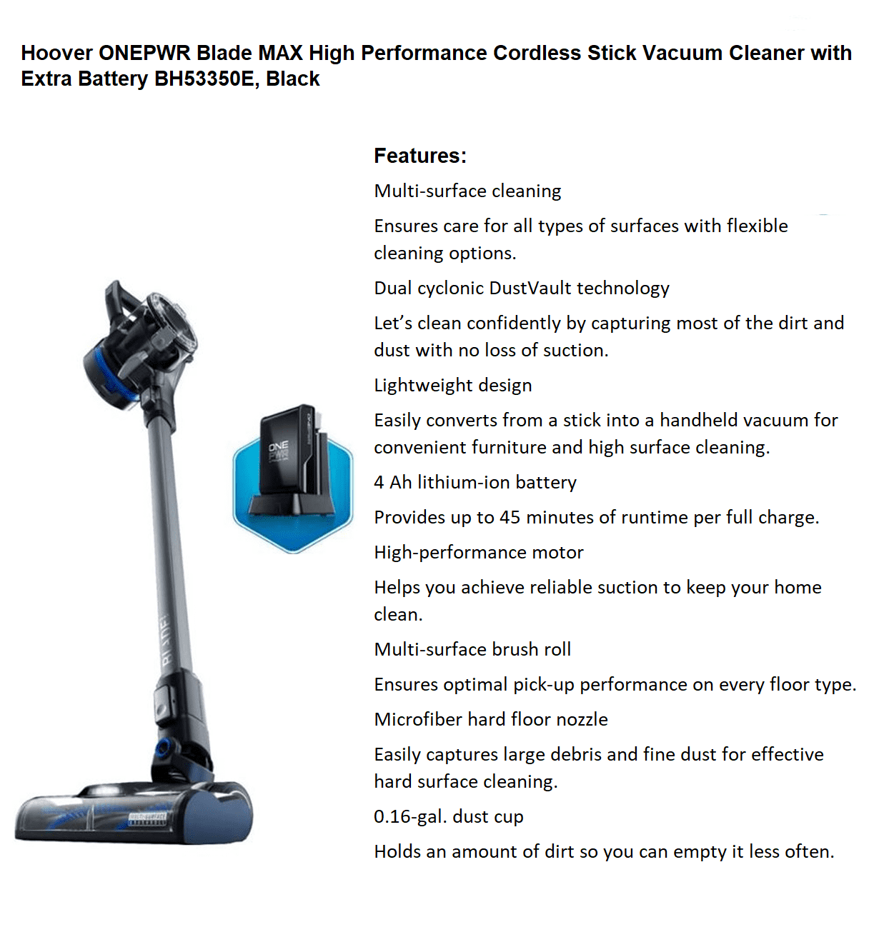 Hoover PowerDrive Pet Bagless Upright 