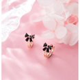 thumbnail image 4 of Solid 925 Sterling Silver Bow Hoop Earrings Huggie for Women Teens Black CZ Bowknot Hoop Earrings Ribbon Cartilage Huggie, 4 of 12