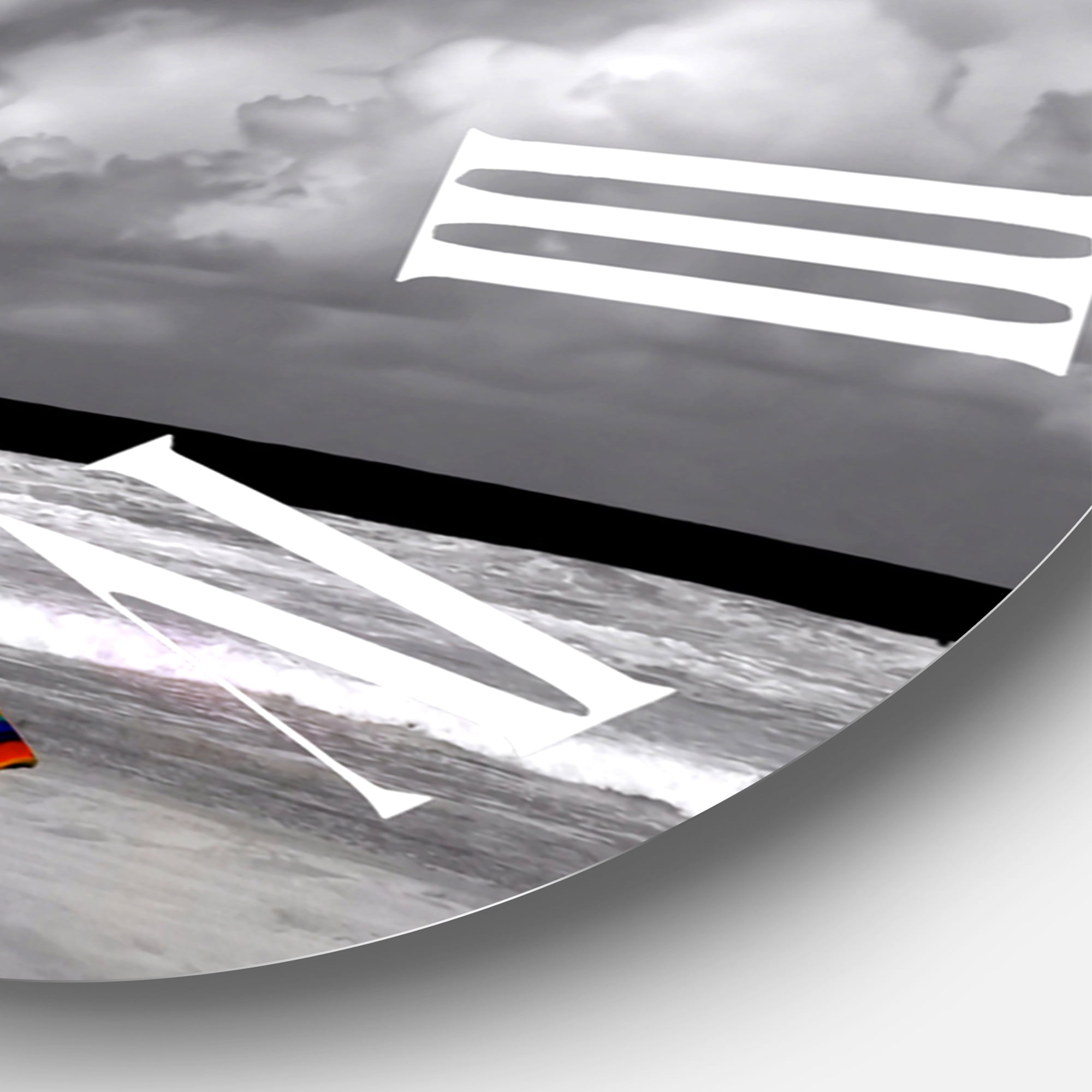 Designart 'Monochrome Coastline Under Cloudy Sky' Lake House Wall Clock