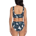thumbnail image 3 of Wukai Friendly Sharks Women's Bikini Set Two Piece,wimsuit High Waisted V Neck Twist Front Adjustable Spaghetti Straps Bathing Suit-Small, 3 of 7