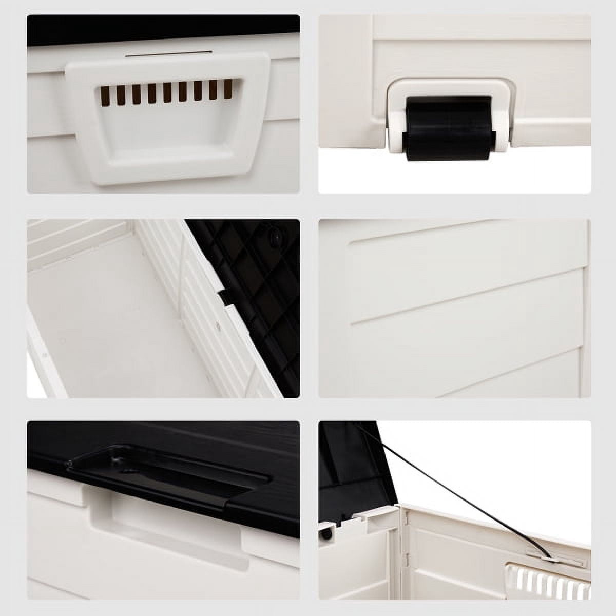 280L Garden Storage Box with Wheels - Weatherproof, Lockable, Tool-Free Assembly，Black&White