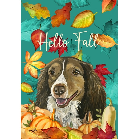 Brittany Spaniel - Hippie Hound Studios Fall Garden Flag