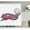 Sports Decor  Baseball Ball Sporting Pastime National Sport Athletic Entertainment, Bathroom Accessories, 69W X 84L Inches Extra Long, By Ambesonne