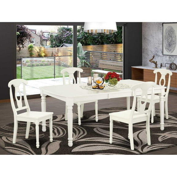 East West Furniture Dining Room Set Linen White, DOKE5-LWH-W