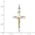 thumbnail image 2 of 925 Sterling Silver Solid Polished and 18k Gold Plated Crucifix Pendant Necklace 36x18mm Wide Pendant for Women, 2 of 2