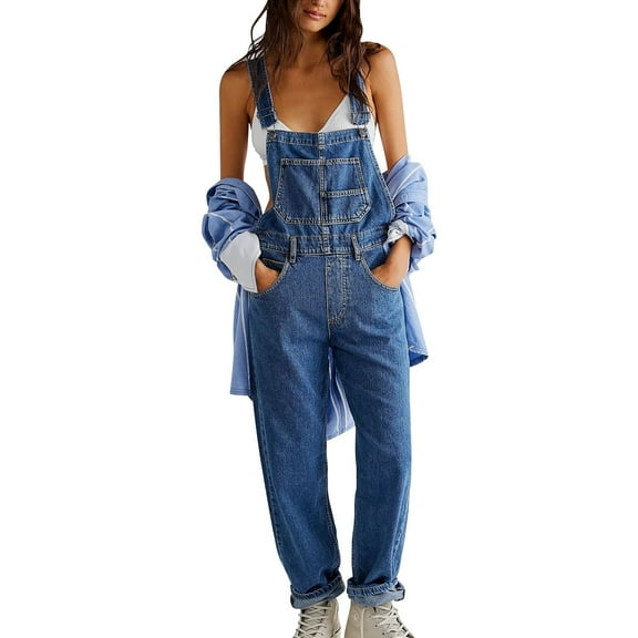 Pyhlmscde Women's Casual Stretch Adjustable Denim Bib Overalls Jeans Pants Jumpsuits, Denim Overalls for Women, Jean Overalls for Women, Women's Bib Overalls