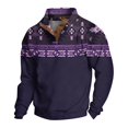 thumbnail image 2 of GrmtClth Mens Western Sweatshirts Lapel Quarter Button up Aztec Cowboy Hoodies Country Fleece Winter Pullover Sweatshirt Men XL, 2 of 4
