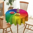 thumbnail image 2 of Rainbow Swirl Tablecloth, Colorful Twisted Spiral Rainbow Rays Print Round Table Cover for Party Kitchen Picnic Decor 60x60in, 2 of 6