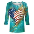 thumbnail image 4 of American Flag Shirt for Women Red White and Blue Womens Shirt Fourth of July T Shirts Women Patriotic Top for Women Patriotic Womens Tee 3/4 Sleeves Blouse Round Neck Casual, 4 of 4