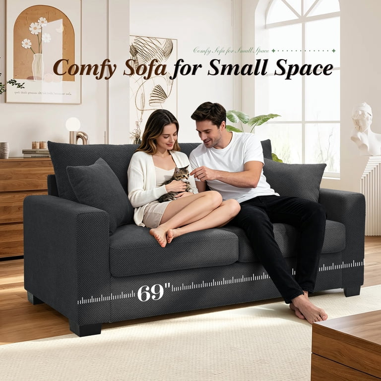 Lunale 69" Modern Loveseat, Gray Polyester photo 3