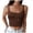 Brown, variant on Womens Sleeveless Cropped Rib Knit Seamless Sweetheart Neckline Going Out Tank Tops Band Top