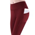 thumbnail image 6 of Cethrio Girls Leggings, Stretchy Casual High-waisted Athletic Yoga Pants with Pockets Wine Size 6, 6 of 7
