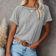 thumbnail image 2 of Summer Tops for Women Dressy Casual Comfy Basic Tee Shirts Short Sleeve Crewneck Office Blouses Loose Fit Tunics Shirts Womens Clothes, 2 of 7