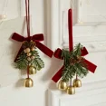 thumbnail image 2 of Nuevo colgante de Navidad, campana pequeña dorada, lazo de terciopelo rojo, árbol de Navidad, cono de pino, suministros de decoración de escena, colgante pequeño decorativo, 2 of 5