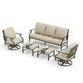 thumbnail image 6 of Summit Living 7-Seat Patio Furniture Outdoor Conversation Set Steel Sectional Sofa with Beige Cushion, 6 of 15