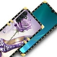thumbnail image 4 of FKBRCL4U Compatible with Samsung Galaxy A25 Case, High Heeled Purple Diamond Rose Luxury Golden Decoration for Girl Women Soft TPU Shockproof Protective Hard PC Back, 4 of 7