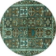 thumbnail image 1 of Ahgly Company Machine Washable Indoor Round Persian Turquoise Blue Traditional Area Rugs, 5' Round, 1 of 4