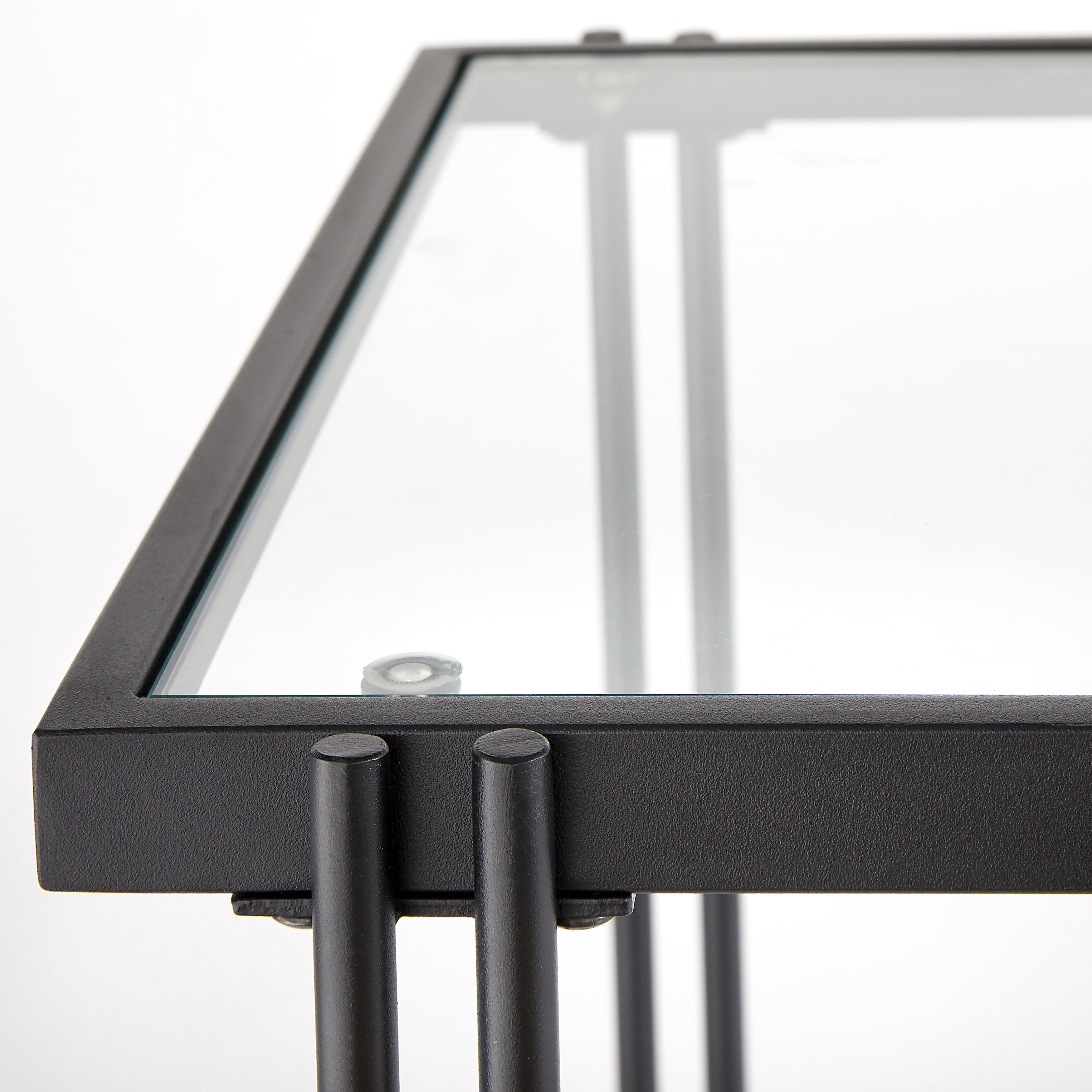 TMS Folio Rectangular Metal and Glass Coffee Table, Black