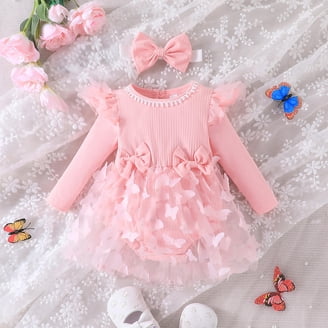 Newborn Baby Girl My First Easter Outfits Long Sleeve Romper Rabbit Suspender Skirt Overall Dress Headband