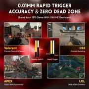 لوحة مفاتيح ATTACK SHARK X65 HE Rapid Trigger، دقة RT 0.01 مم، مفتاح مغناطيسي سلكي 8 كيلو هرتز بنسبة 60%، لوحة مفاتيح ألعاب مع كابل ملفوف 8 كيلو هرتز، تشغيل قابل للتعديل، Snap Tap، للكمبيوتر الشخصي/Mac، أسود