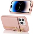 thumbnail image 5 of iPhone 14 pro Case with Card Holder for Women, iPhone 14 pro Phone Case Wallet with Strap Credit Card Slots Crossbody with Kickstand Zipper Shockproof Case for iPhone14pro - Rose Gold, 5 of 16